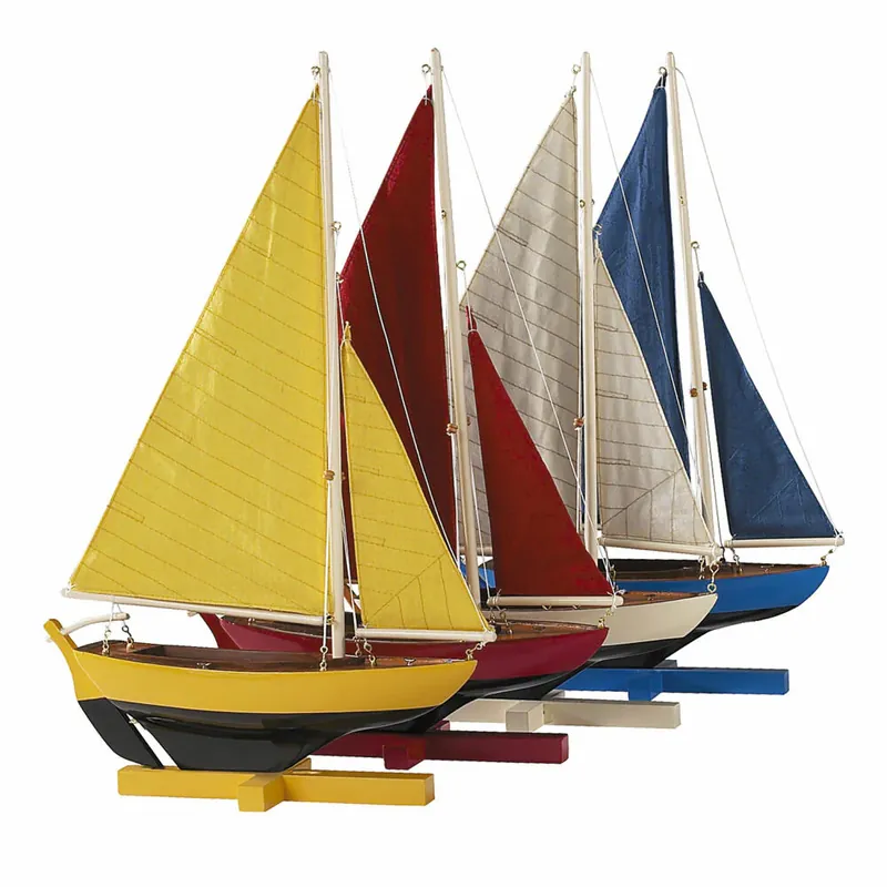 Authentic Models Deko-Schiffe Sunset Sailors 4-tlg., Schreibtischdeko, Holz, Baumwolle, AS170 Markenprodukt