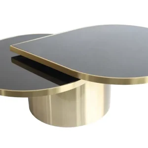 Direktkauf Hazenkamp Couchtisch Drop aus Edelstahl Gold mit schwarzem Glas
