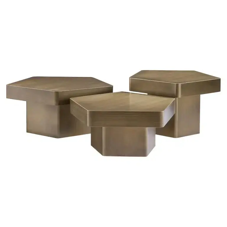 Zertifiziert Richmond Interiors Couchtisch Hexa Set von 3 (Brushed Gold)