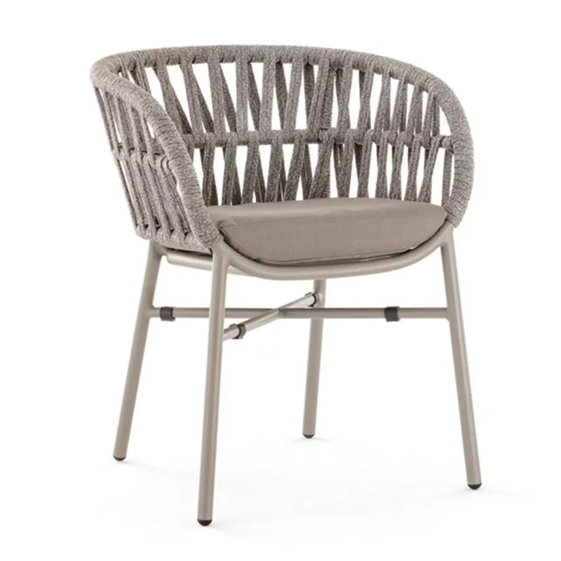 Markenprodukt Grattoni Geflecht Gartenstuhl TAHITI - Aluminium mit Seilgeflecht
