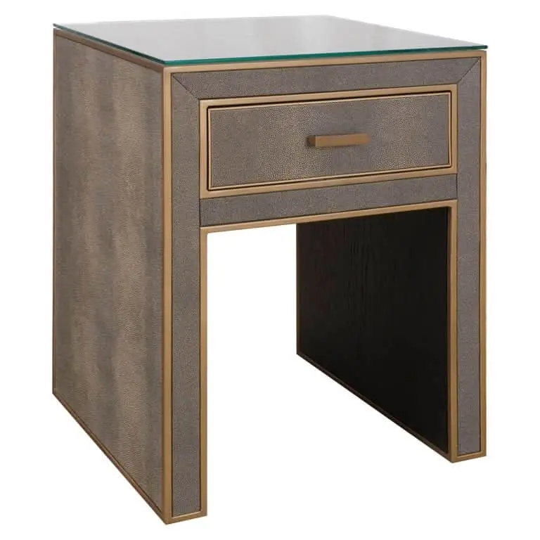Richmond Interiors Nachttisch Bloomville – Brown (mit Glasplatte & 1 Schublade) Direkt Vom Hersteller