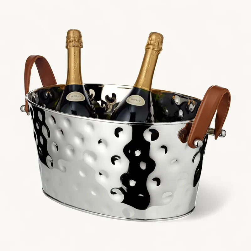 Solange Der Vorrat Reicht Edzard Champagner Schale Gideon, vernickelt, gehämmert 39x29x19 cm
