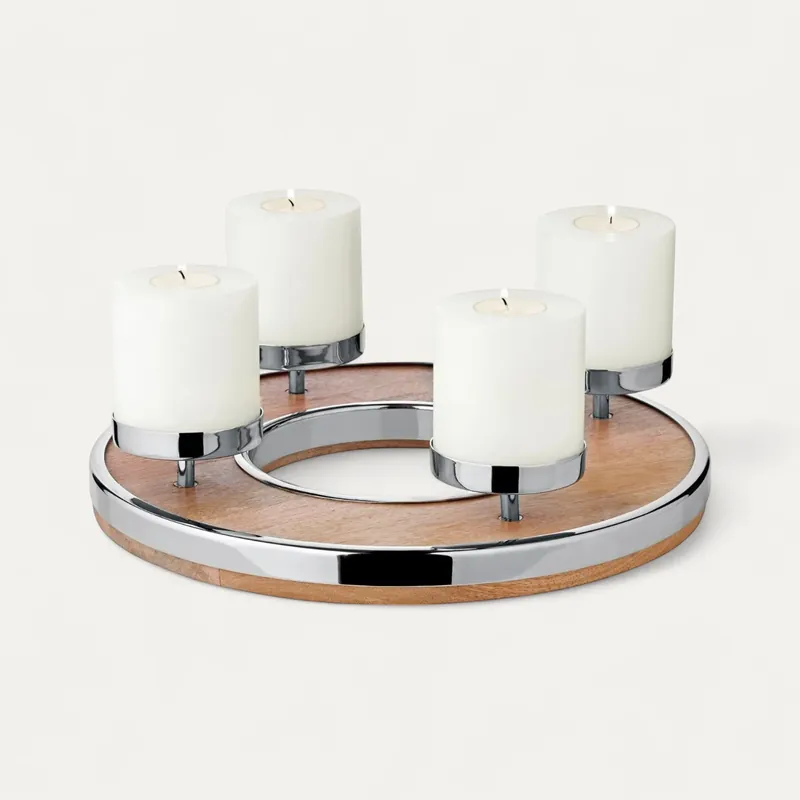 Edzard Adventskranz Lani (Ø 34 cm), Mangoholz mit Edelstahlrand Rabatt