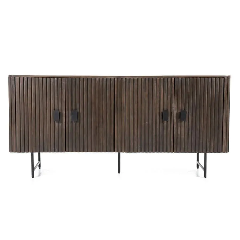 Schneller Versand Eleonora Sideboard Remi 4 Türi - Schwarz & Braun