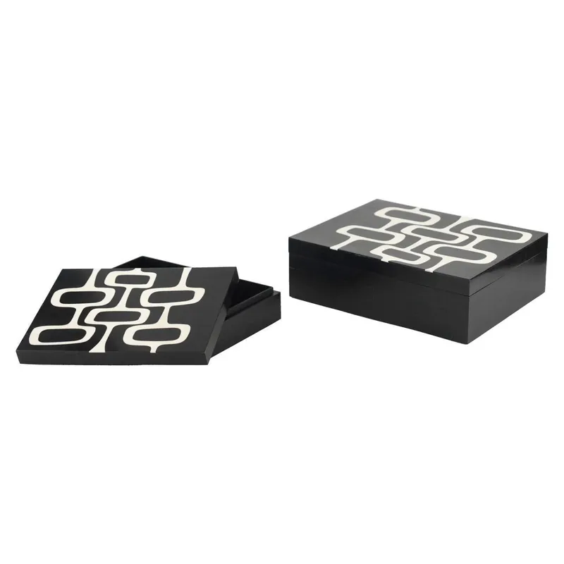 Richmond Interiors Aufbewahrungsbox Lux black/white (Set of 2) Günstig