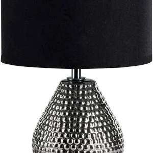 Design Tischlampe Tischleuchte Nachttischlampe Silber Schwarz Keramik/Stoff - E14 Mega-Angebot