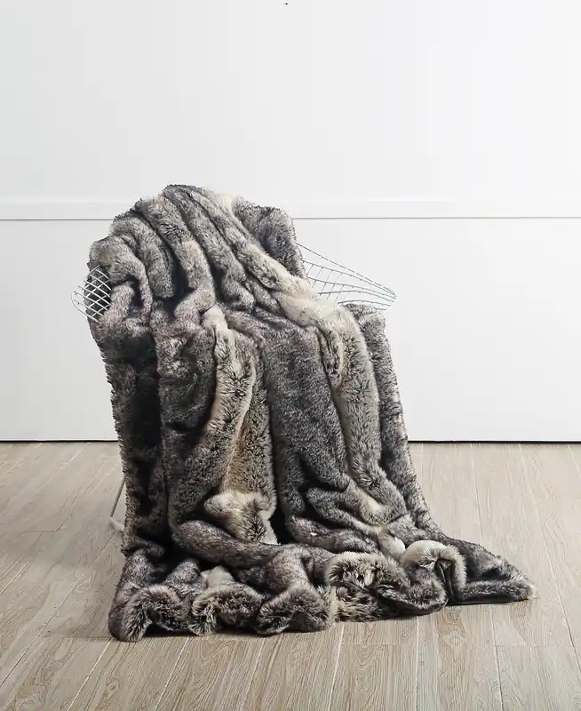 Star Home Webpelz Decke Schakal Kunstfell Faux Fur Grau Melliert Webpelz Decke Fur Collection Begrenztes Angebot