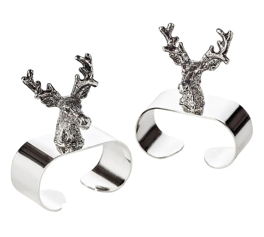 Edzard 2er Set Serviettenringe Hirsch, edel versilbert, Länge 5 cm Bestpreis