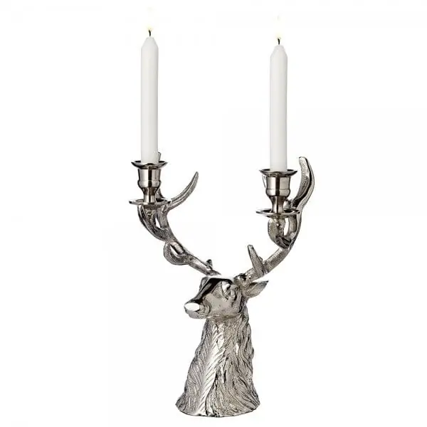 Edzard Kerzenleuchter Kerzenhalter Hirsch Geweih Höhe 33 cm, Aluminium Sonderangebot