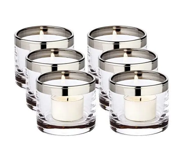 Sale Edzard Molly Windlicht mundgeblasenes Kristallglas mit Platinrand 6er Set