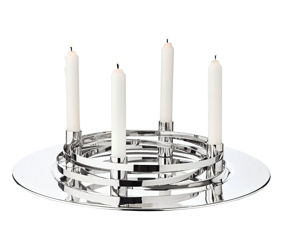 Super-Preis Edzard Adventskranz La Avia (Ø 40 cm), Edelstahl, silberfarben, für Stabkerzen