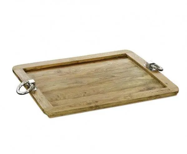Edzard Serviertablett Osgard, rechteckig, Teakholz mit Edelstahlgriffen, 61 x 44 cm Top-Preis