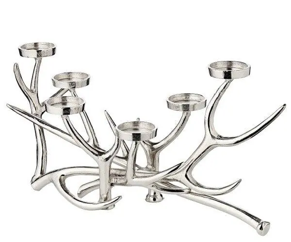 Edzard Kerzenleuchter James, Geweih-Design, Aluminium vernickelt Begrenztes Angebot