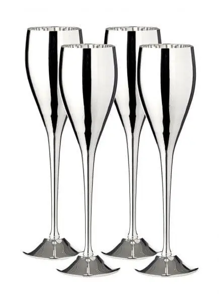 Edzard 4er Set Sektkelch Sektflöte Dodo, edel versilbert, Höhe 23 cm, Füllmenge 200 ml Top-Seller