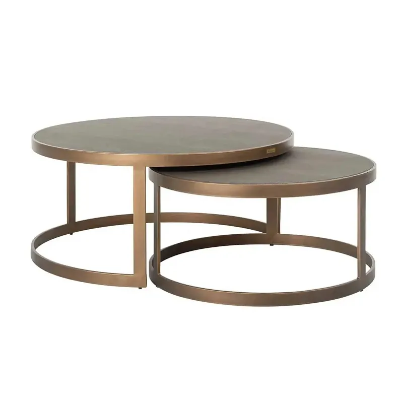 Richmond Interiors Couchtisch Bloomville set von 2 Brushed Gold Neu