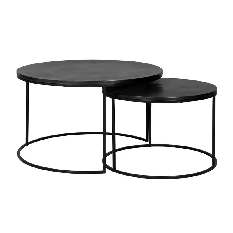 Schnäppchen Richmond Interiors Couchtisch Bolder 2er-Set Aluminium Schwarz (Schwarz)