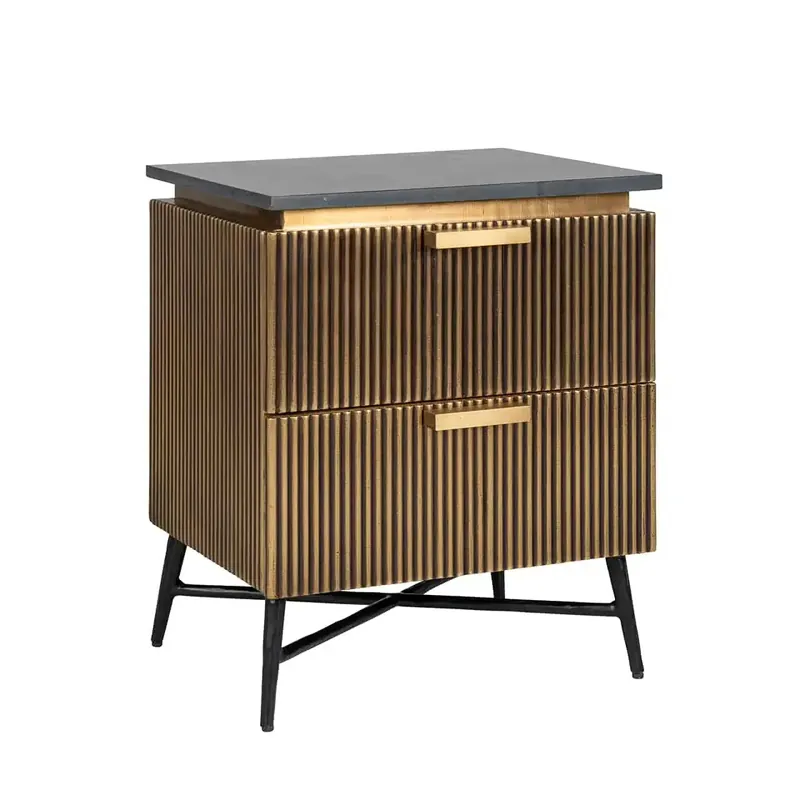 Richmond Interiors Nachttisch Ecktisch Ironville 2-Schubladen (Gold) Letzte Chance
