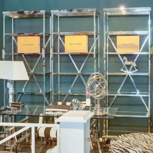 Hazenkamp Regal Wandregal Wandschrank Ezra 220x45x220cm Silber 3er Set Klarglas Abverkauf