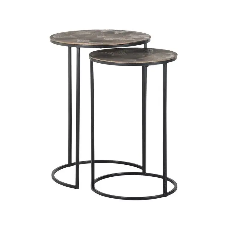 Wochenendangebot Richmond Interiors Beistelltisch Tulum set von 2 (Brushed Gold)