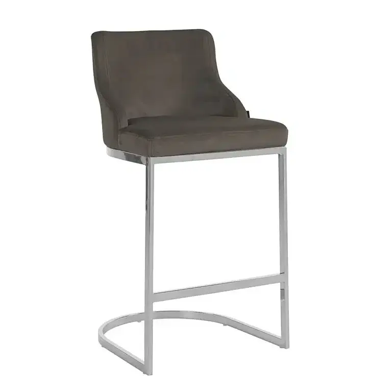 Sofort Bestellen Richmond Interiors Barstuhl Bolton Stone velvet / silver Fire Retardant