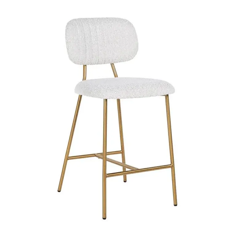 Neue Ware Richmond Interiors Barstuhl Xenia white bouclé / brushed gold (Copenhagen 900 Bouclé White)
