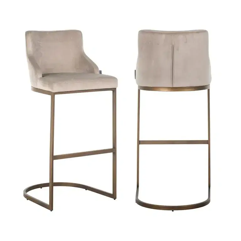 Richmond Interiors Barstuhl Bolton khaki velvet / brushed gold fire retardant (FR-Quartz 903 Khaki) Bestpreis