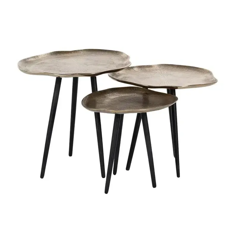 Direktkauf Richmond Interiors Couchtisch Volenta 3er set champagne gold (Champagne gold)