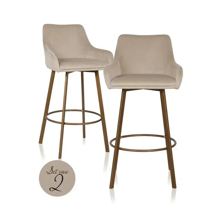 Preiswert Richmond Interiors Barstuhl Cressida high back khaki velvet (Set von 2)