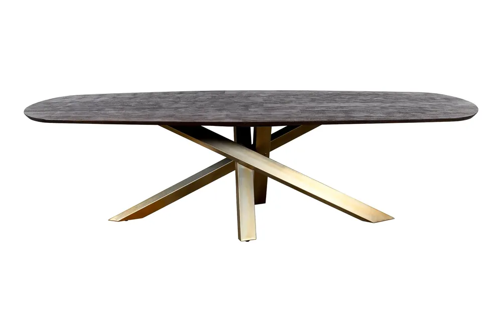 Schnäppchen PTMD Alore schwarzgoldener Esstisch oval 240 cm