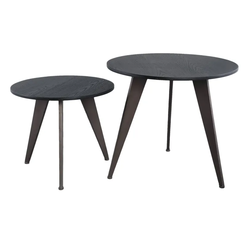 PTMD Werdy Couchtisch aus schwarzem Eisen mit Furnierplatte rund SV2 Super-Preis