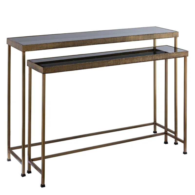 PTMD Thari Gold Alu-Beistelltisch mit Glasplatte SV2 Preisreduziert