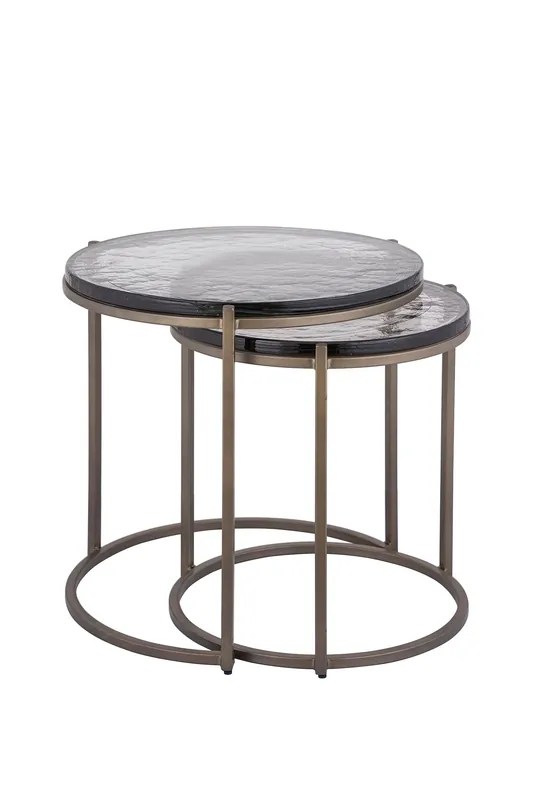 Sonderaktion PTMD Youke Beistelltisch aus Messing, Eisen, Rauchglas, rund, SV2