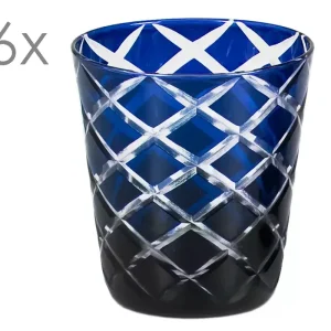 Aktuell Edzard 6er-Set Kristallgläser Dio (Höhe 10 cm, Füllmenge 230 ml), blau, handgeschliffenes Glas