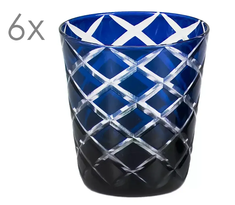 Aktuell Edzard 6er-Set Kristallgläser Dio (Höhe 10 cm, Füllmenge 230 ml), blau, handgeschliffenes Glas