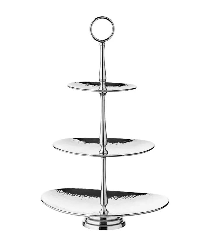 Begrenztes Angebot Edzard Etagere Gulf (Höhe 49 cm, 3-stöckig), oval, Edelstahl, gehämmert, hochglanzpoliert
