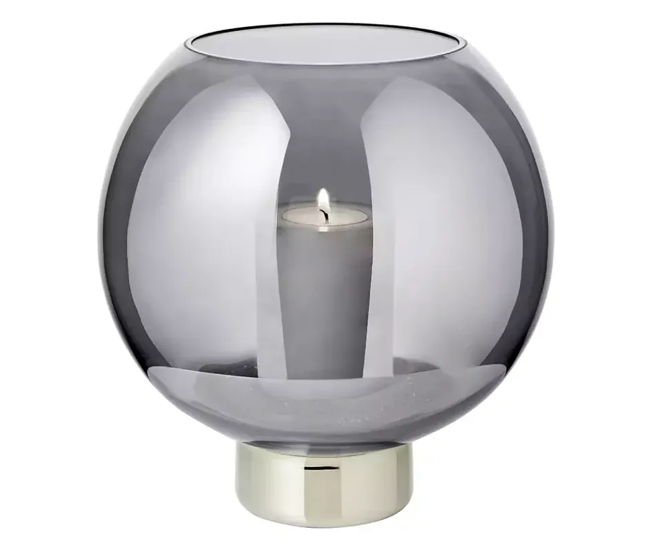 Letzte Chance Edzard Windlicht Jack (Höhe 21 cm), dunkles Kristallglas mit Platinrand