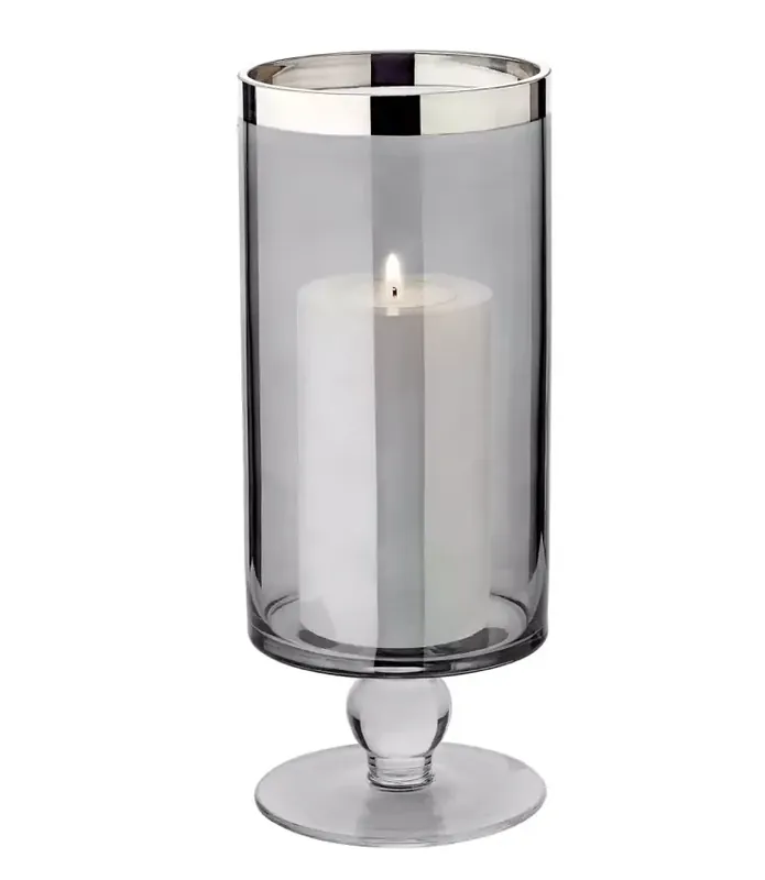 Edzard Windlicht Stella (Höhe 23 cm), dunkles Kristallglas mit Platinrand Neue Kollektion