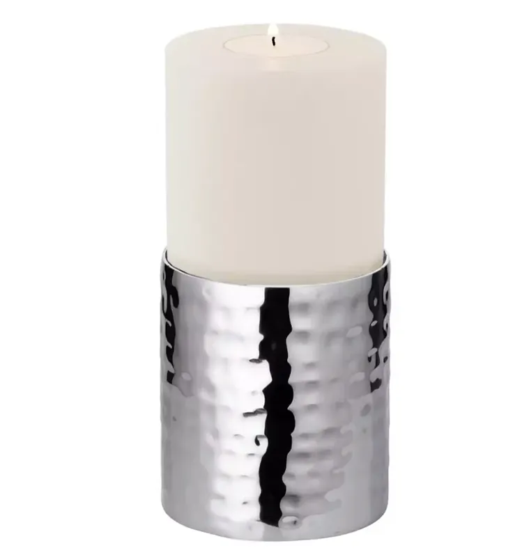 Edzard Kerzenständer Agadir (Höhe 10 cm), gehämmert, hochglanzpoliert, inkl. Dauerkerze Corneliu Mega-Angebot