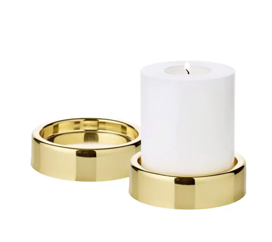 Edzard 2er-Set Kerzenständer Sanremo (ø 10 cm), goldfarben, vernickelt, für Stumpenkerzen ø 8 cm Finale Aktion