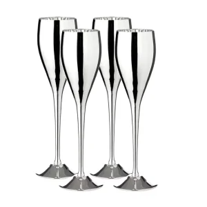 Angebot Edzard 4er-Set Sektkelch Dodo (Höhe 23 cm, Füllmenge 200 ml), glatt, edel versilbert