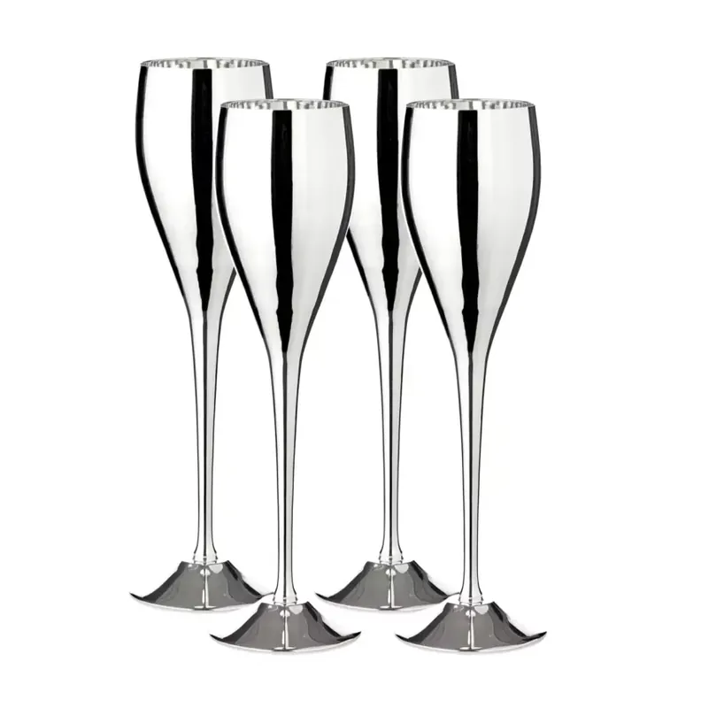 Angebot Edzard 4er-Set Sektkelch Dodo (Höhe 23 cm, Füllmenge 200 ml), glatt, edel versilbert