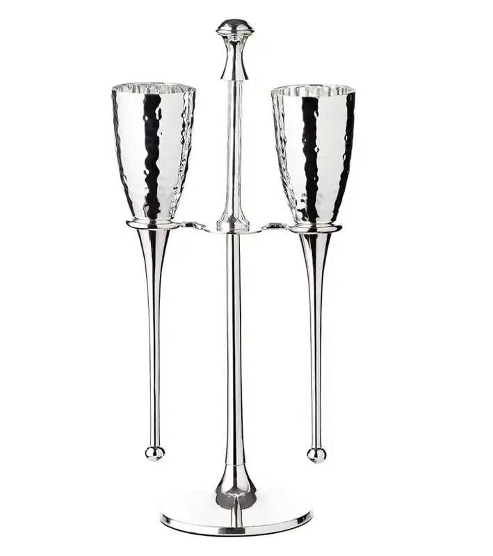 Edzard 2er-Set Sektkelch Dodo (Höhe 23 cm, Füllmenge 200 ml), mit Ständer, gehämmert, edel versilbert Preiswert