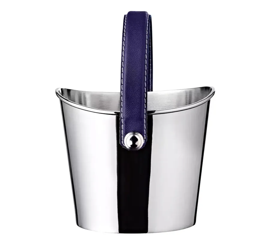 Must-Have Edzard Eiseimer Gilbert (Höhe 17 cm), dunkelblauer Ledergriff, Messing, glänzend vernickelt