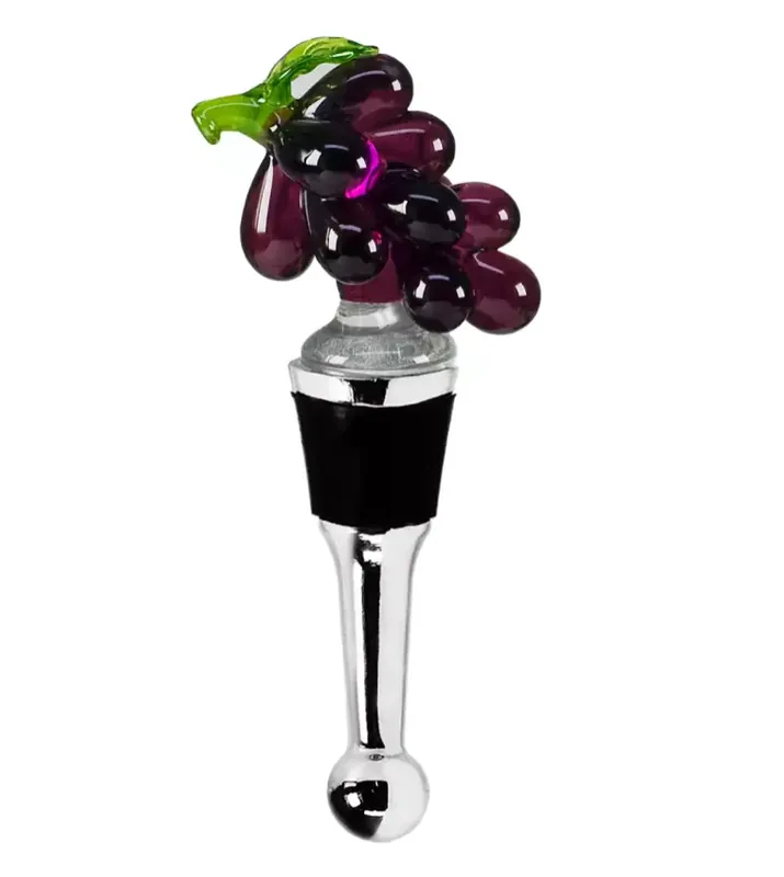 Edzard Flaschenverschluss 6x Trauben (Höhe 11 cm), mit Trauben-Figur, Muranoglas-Art, Handarbeit Saisonangebot
