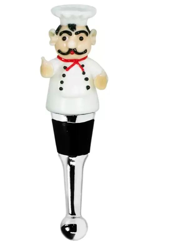 Edzard Flaschenverschluss 6x Gourmet (Höhe 12 cm), mit Chefkoch-Figur, Muranoglas-Art, Handarbeit Wochenendangebot