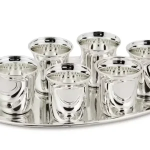 Bestpreis Edzard Schnapsset 7-teilig, 6 Becher und Tablett, schwerversilbert, 22x15 cm, Becher H 5 cm, Füllmenge 4 cl