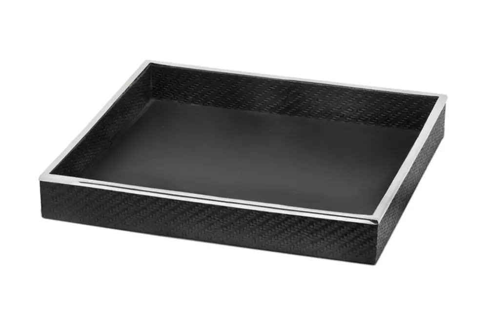 Edzard Tablett Jackson (42x42 cm), quadratisch, Stahl, Kunstlederbezug Neu Im Sortiment