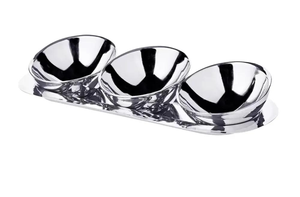 Edzard 3er-Set Schale Asti (Höhe 5 cm, Ø 10 cm), silberfarben, hochglanzpoliert Billig
