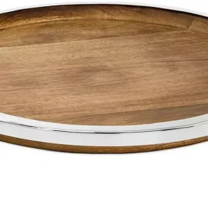 Edzard Tablett Cincinnati (Ø 40 cm), rund, Mangoholz, Edelstahl, glänzend vernickelt Jetzt Bestellen