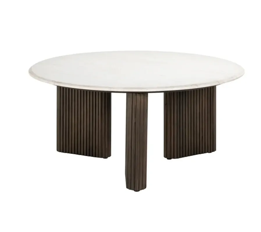 Finale Aktion Richmond Interiors Couchtisch Mayfield 90Ø - Mangoholz Braun & Marmor Weiß